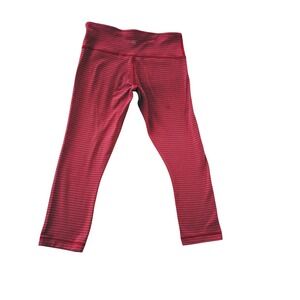 Lululemon Wunder Under Crop Leggings Red Pink Striped Yoga Pants 4 Athletic
